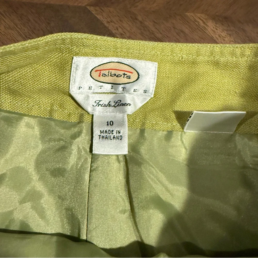 Talbots, Trish Linen Lime Green Wide Leg Linen Pants – Size 10P - Picture 6 of 13